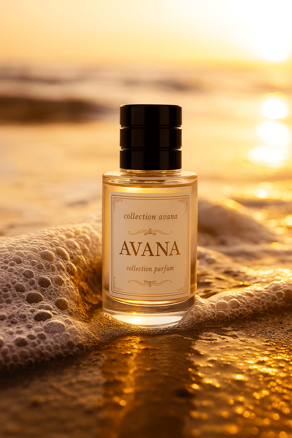 AVANA PARFUM luxury fragrance by the ocean at sunset